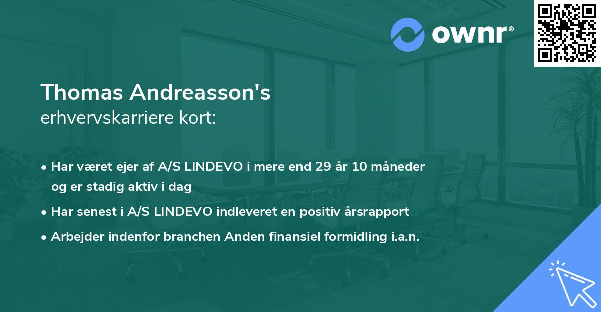 Thomas Andreasson's erhvervskarriere kort