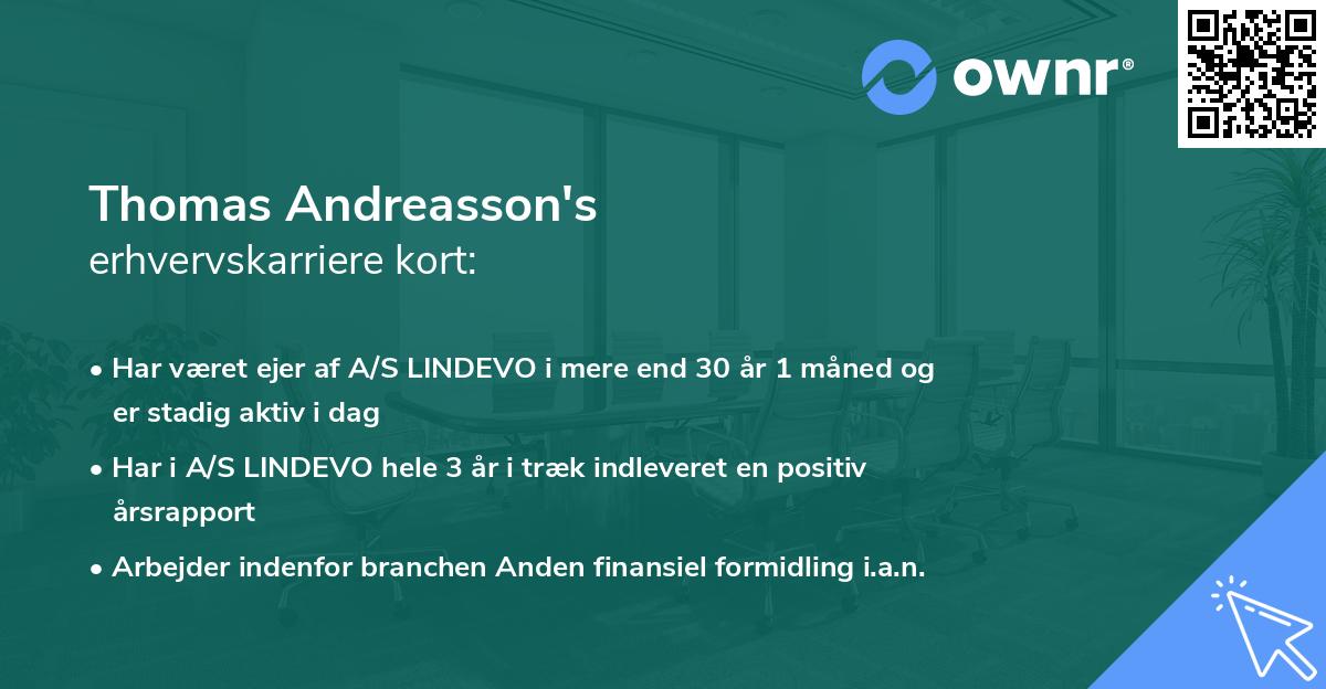 Thomas Andreasson's erhvervskarriere kort