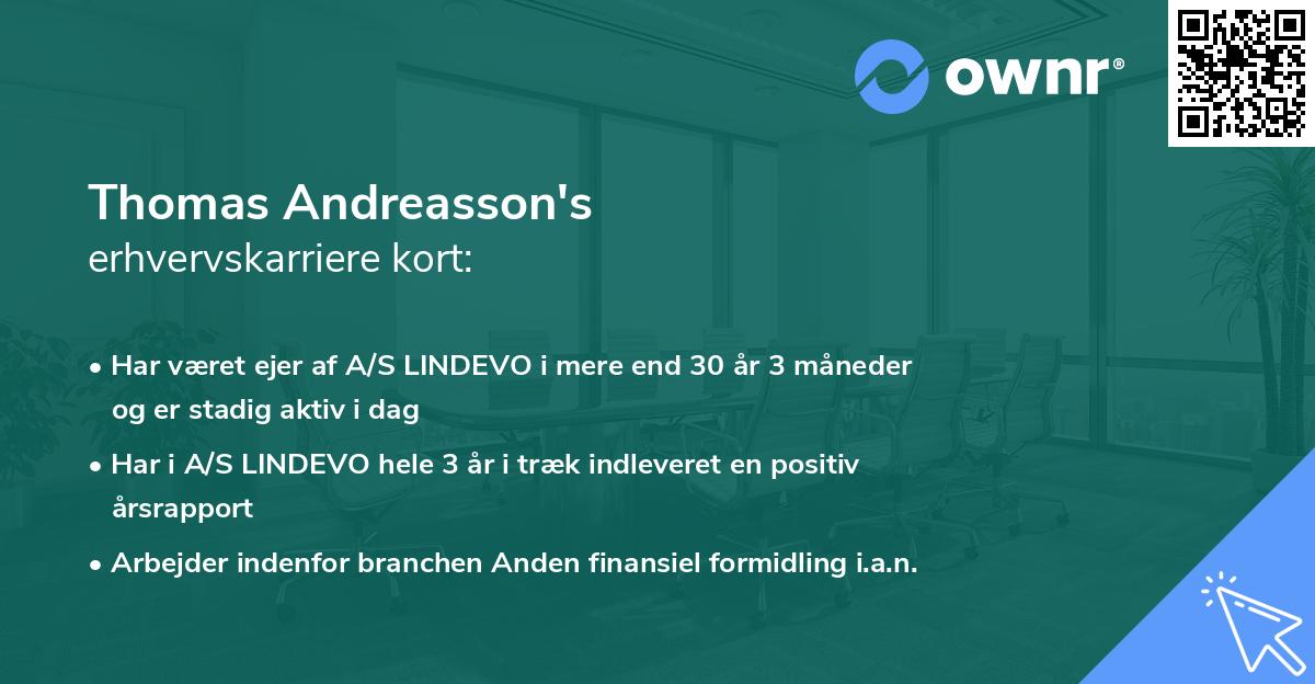 Thomas Andreasson's erhvervskarriere kort