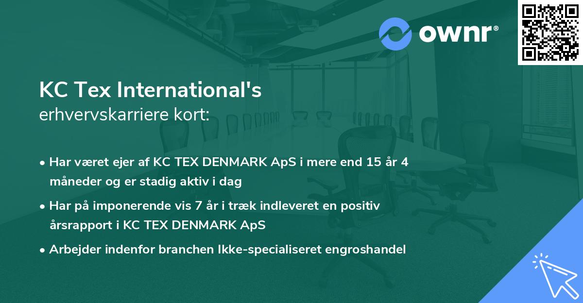 KC Tex International's erhvervskarriere kort