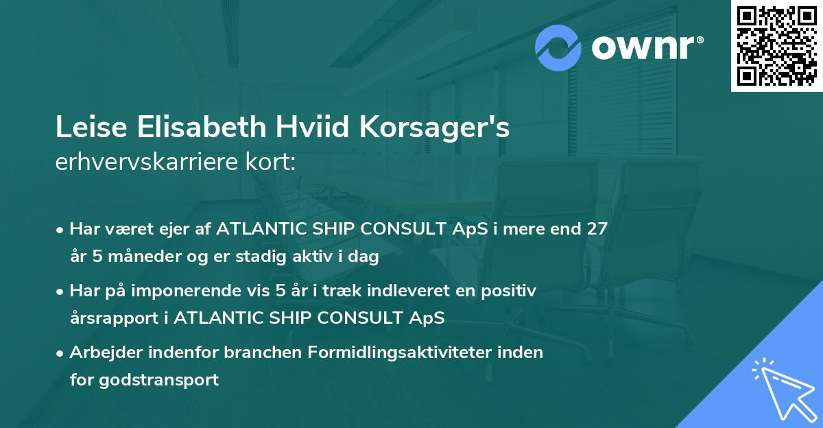 Leise Elisabeth Hviid Korsager's erhvervskarriere kort
