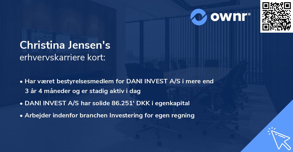 Christina Jensen's erhvervskarriere kort