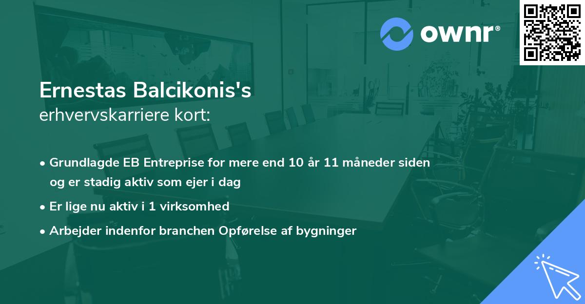 Ernestas Balcikonis's erhvervskarriere kort