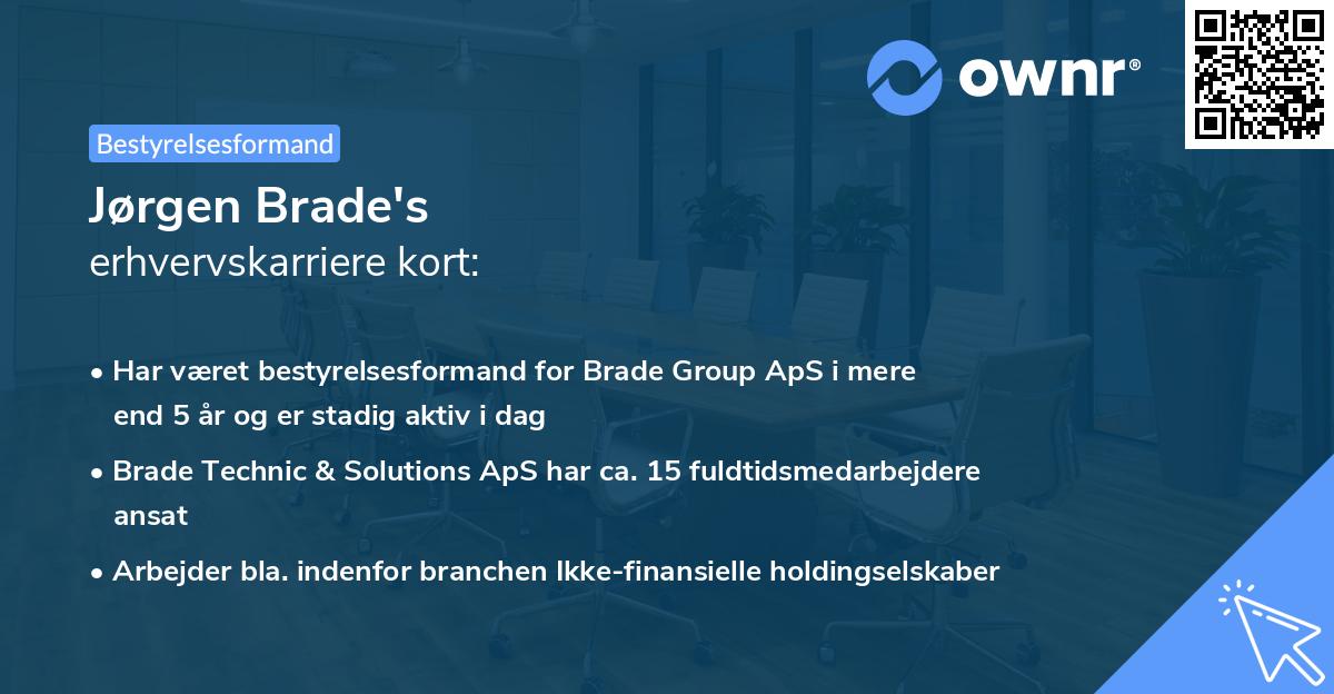 Jørgen Brade's erhvervskarriere kort