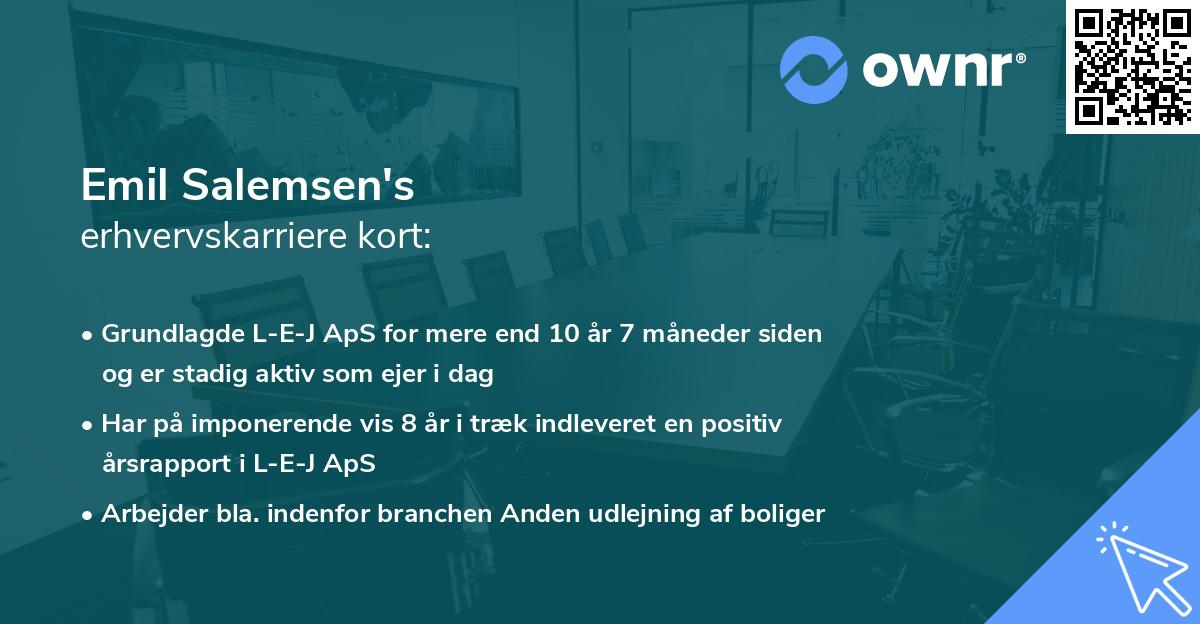 Emil Salemsen's erhvervskarriere kort