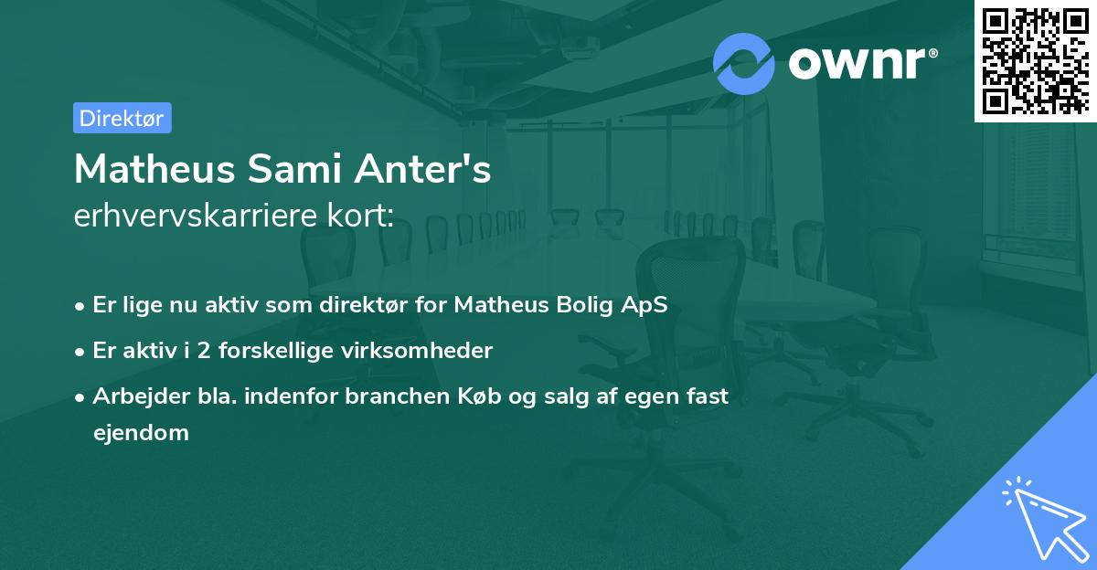 Matheus Sami Anter's erhvervskarriere kort