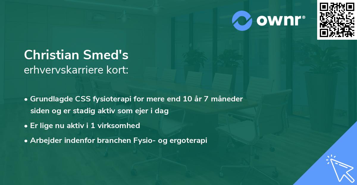 Christian Smed's erhvervskarriere kort