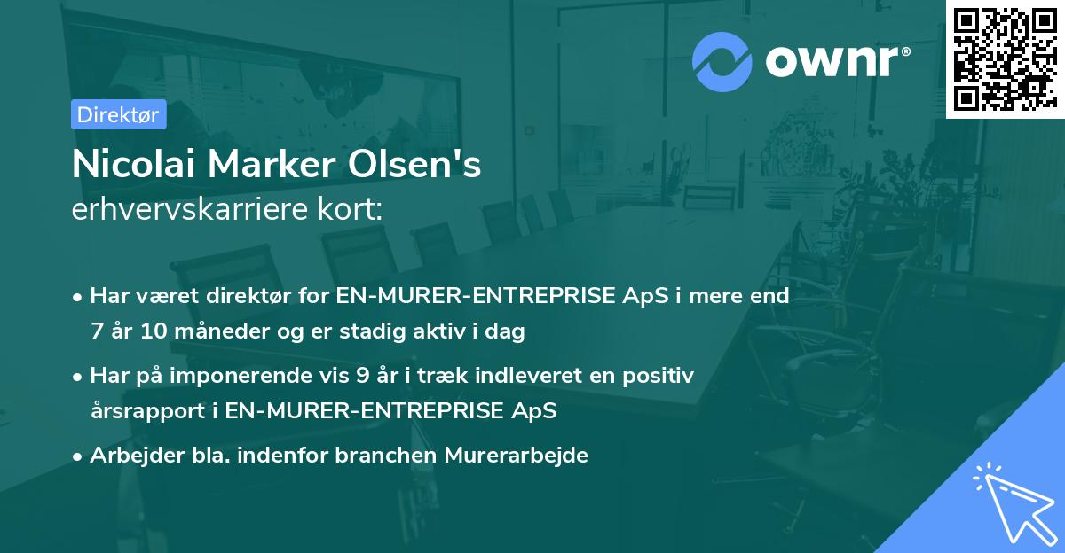 Nicolai Marker Olsen's erhvervskarriere kort
