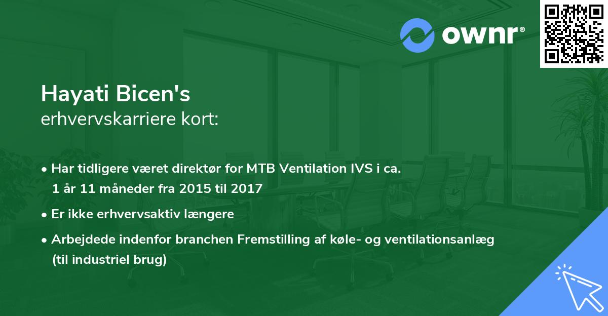 Hayati Bicen's erhvervskarriere kort