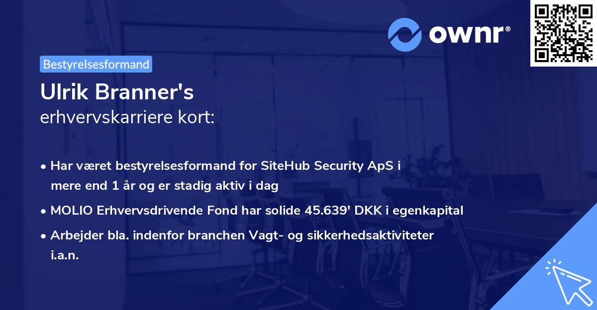 Ulrik Branner's erhvervskarriere kort