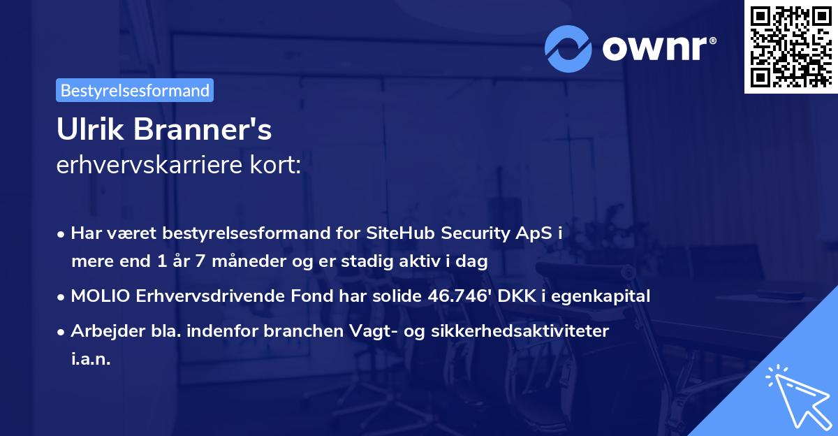 Ulrik Branner's erhvervskarriere kort