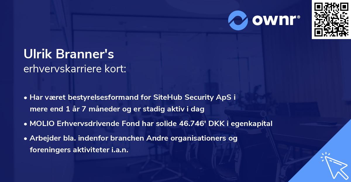 Ulrik Branner's erhvervskarriere kort