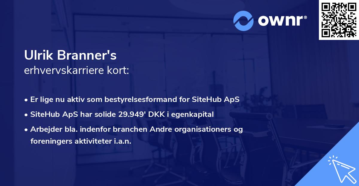 Ulrik Branner's erhvervskarriere kort