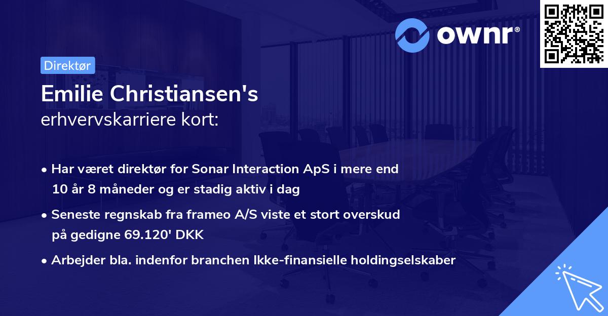 Emilie Christiansen's erhvervskarriere kort