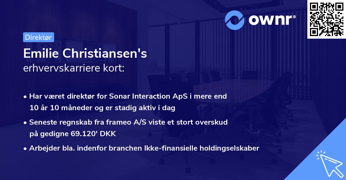 Emilie Christiansen's erhvervskarriere kort