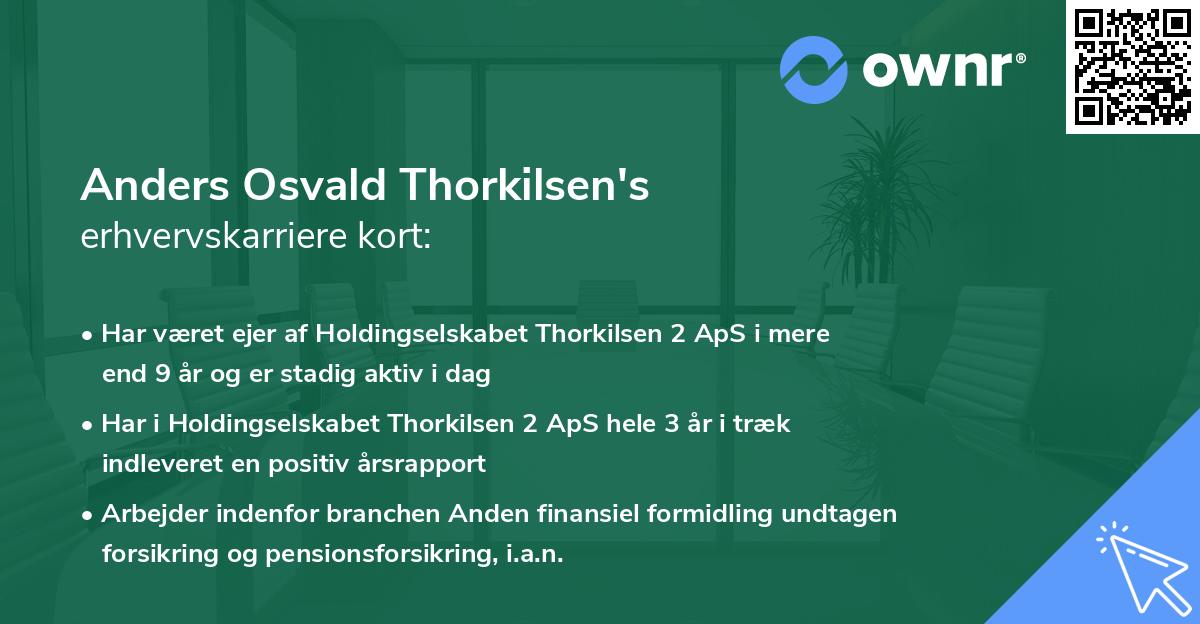 Anders Osvald Thorkilsen's erhvervskarriere kort