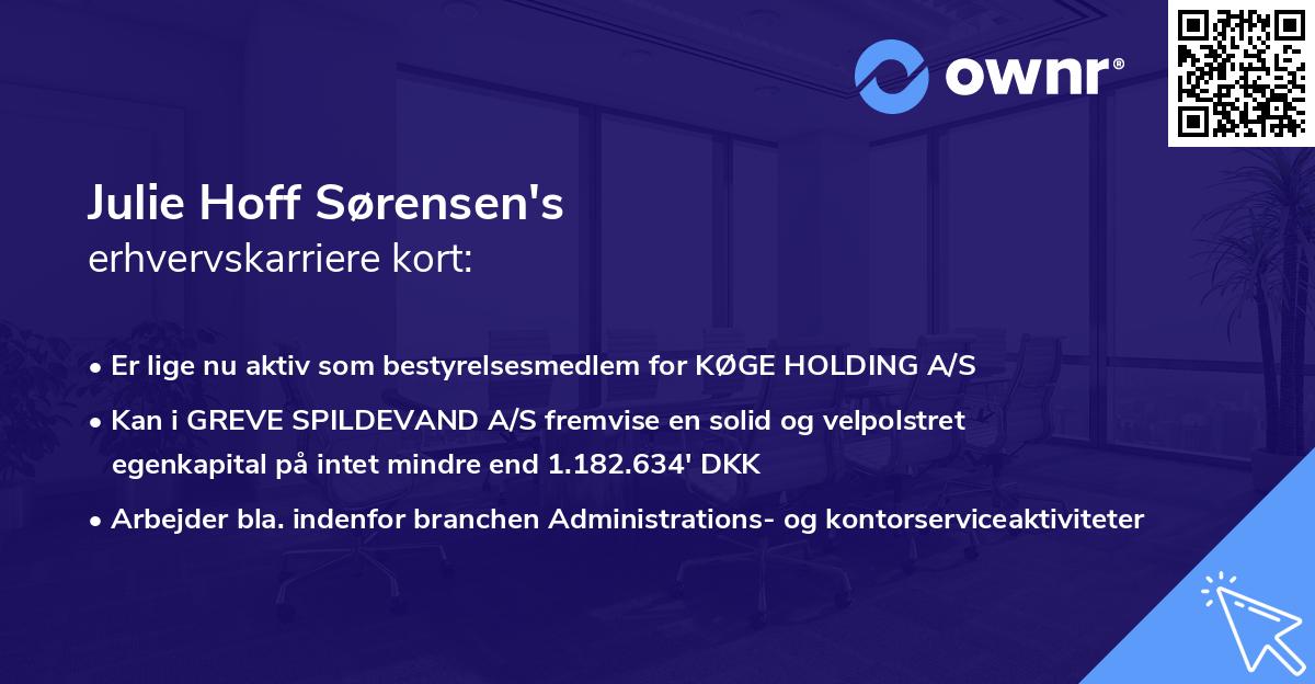 Julie Hoff Sørensen's erhvervskarriere kort