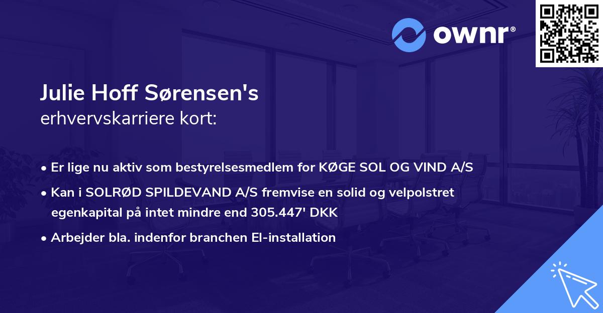 Julie Hoff Sørensen's erhvervskarriere kort