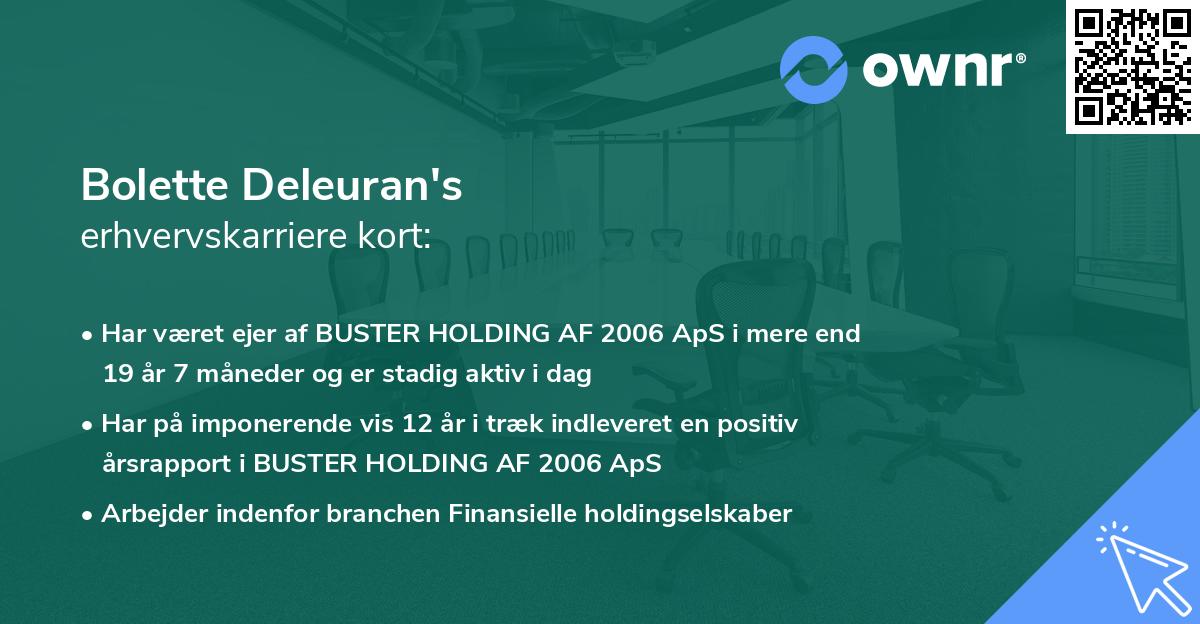 Bolette Deleuran's erhvervskarriere kort