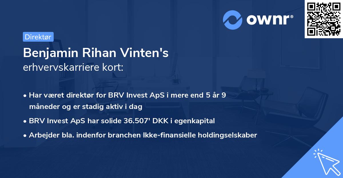 Benjamin Rihan Vinten's erhvervskarriere kort