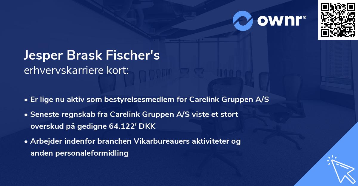 Jesper Brask Fischer's erhvervskarriere kort