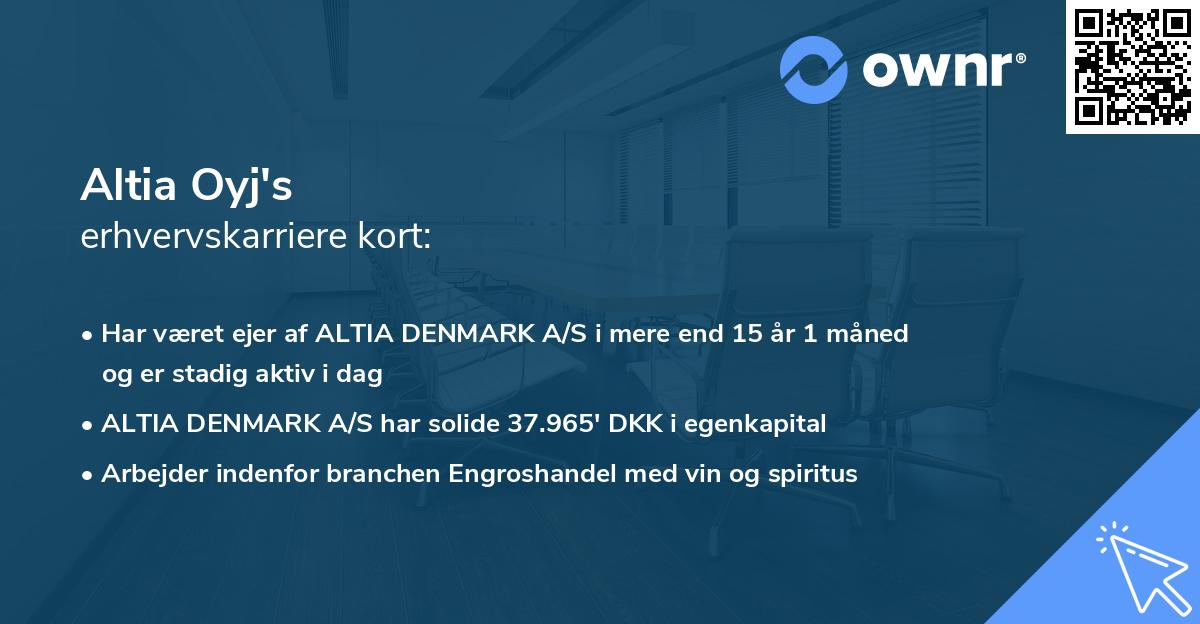 Altia Oyj's erhvervskarriere kort