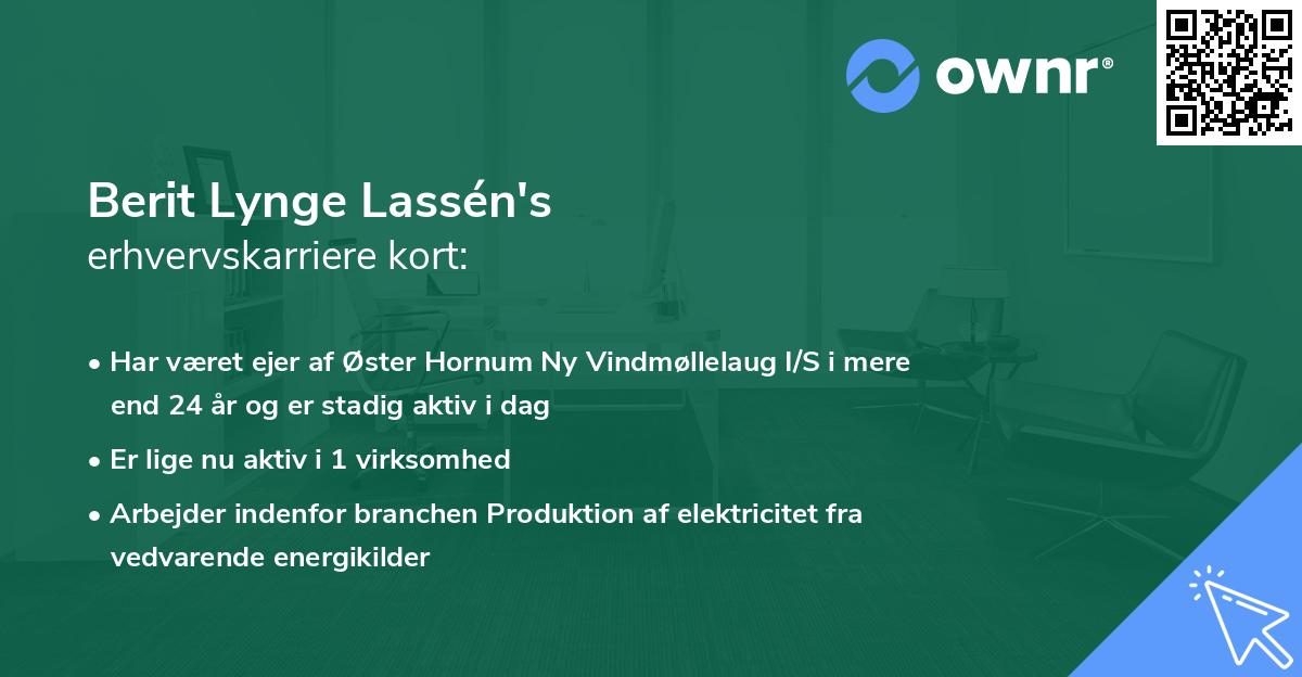 Berit Lynge Lassén's erhvervskarriere kort