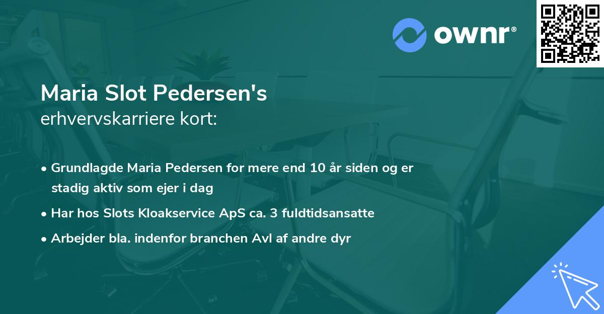 Maria Slot Pedersen's erhvervskarriere kort
