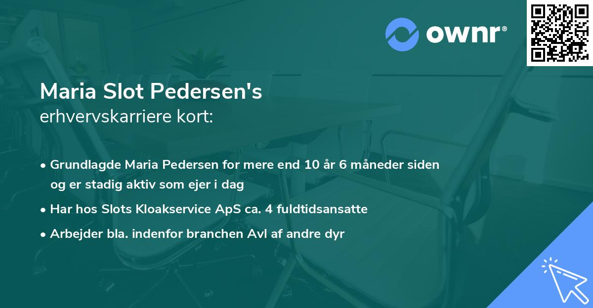 Maria Slot Pedersen's erhvervskarriere kort