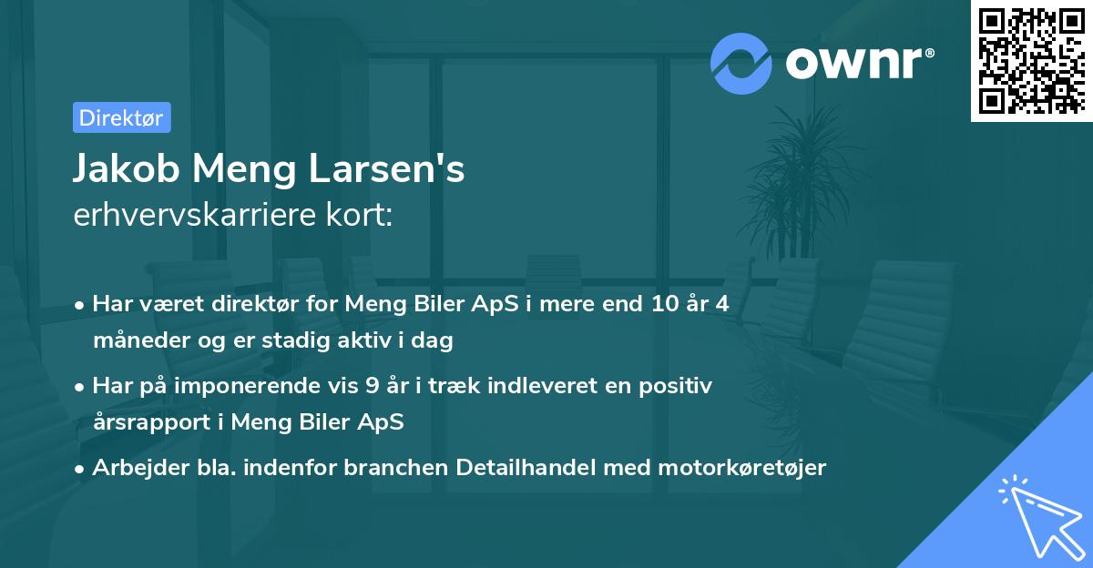 Jakob Meng Larsen's erhvervskarriere kort