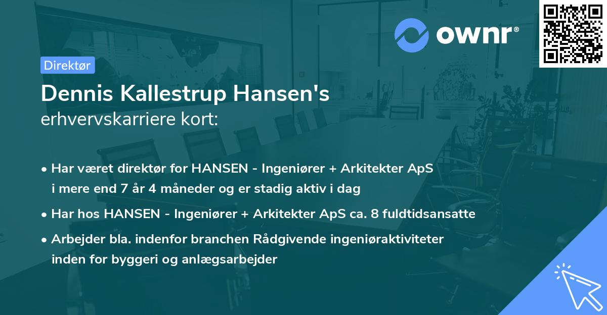 Dennis Kallestrup Hansen's erhvervskarriere kort