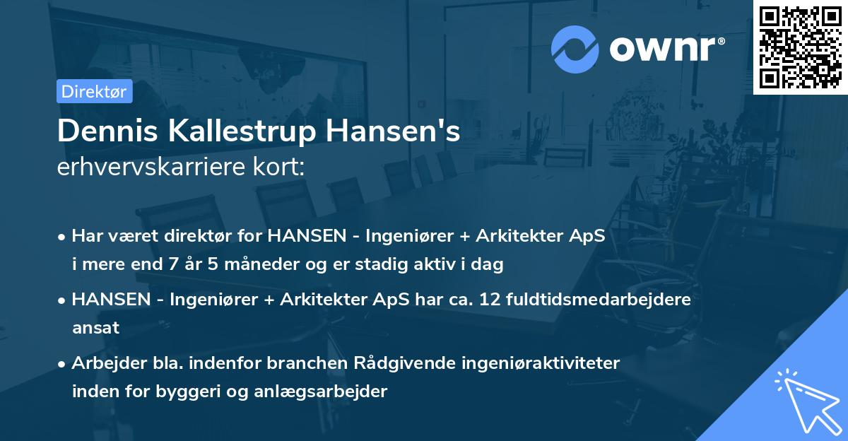 Dennis Kallestrup Hansen's erhvervskarriere kort