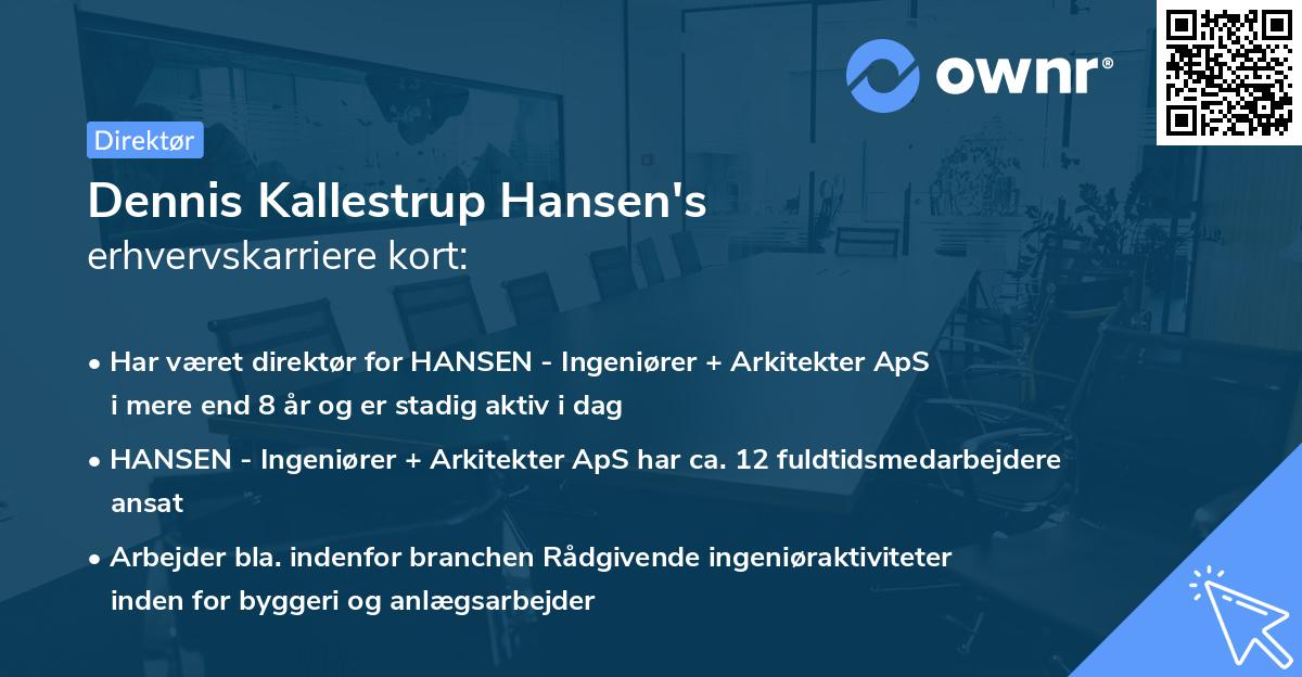 Dennis Kallestrup Hansen's erhvervskarriere kort