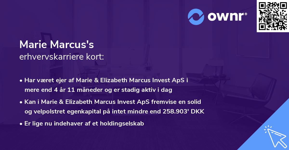 Marie Marcus's erhvervskarriere kort