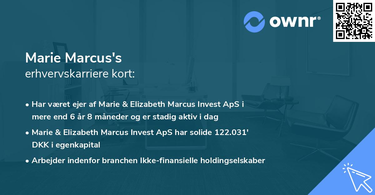 Marie Marcus's erhvervskarriere kort