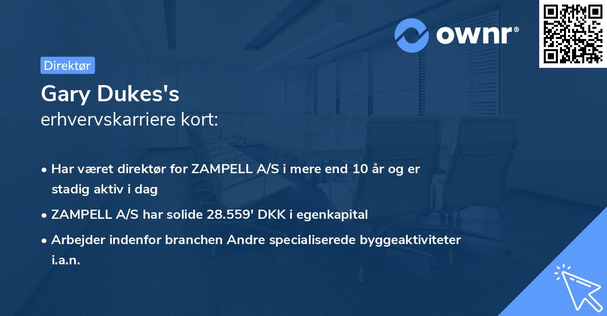 Gary Dukes's erhvervskarriere kort