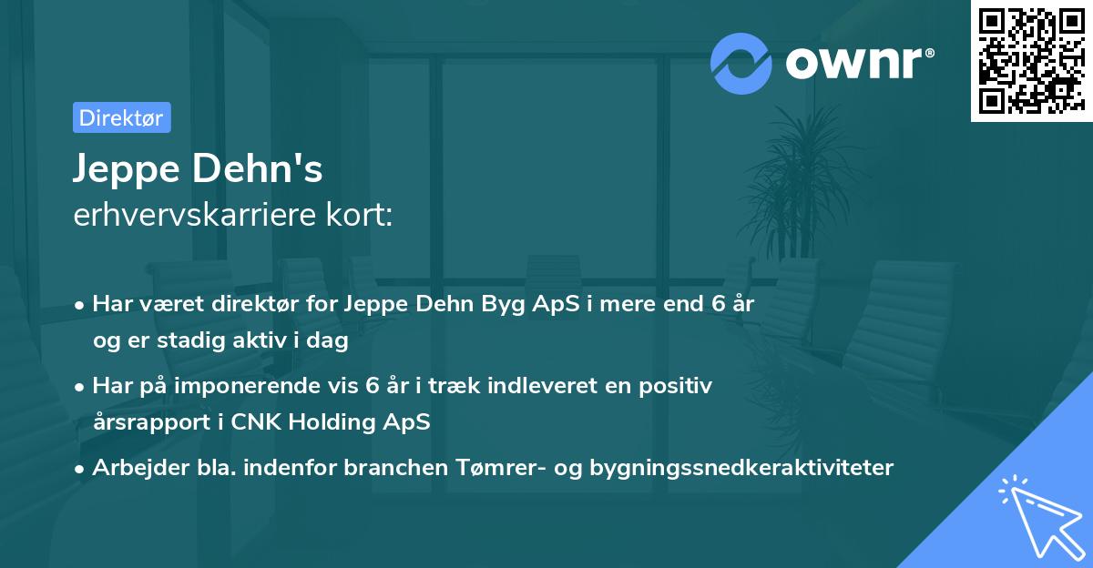 Jeppe Dehn's erhvervskarriere kort