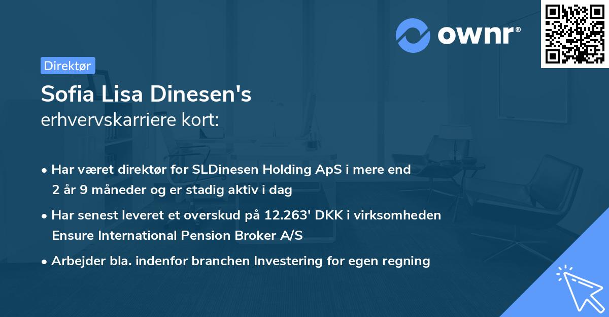 Sofia Lisa Dinesen's erhvervskarriere kort