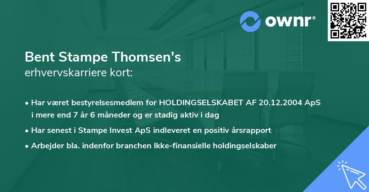 Bent Stampe Thomsen's erhvervskarriere kort