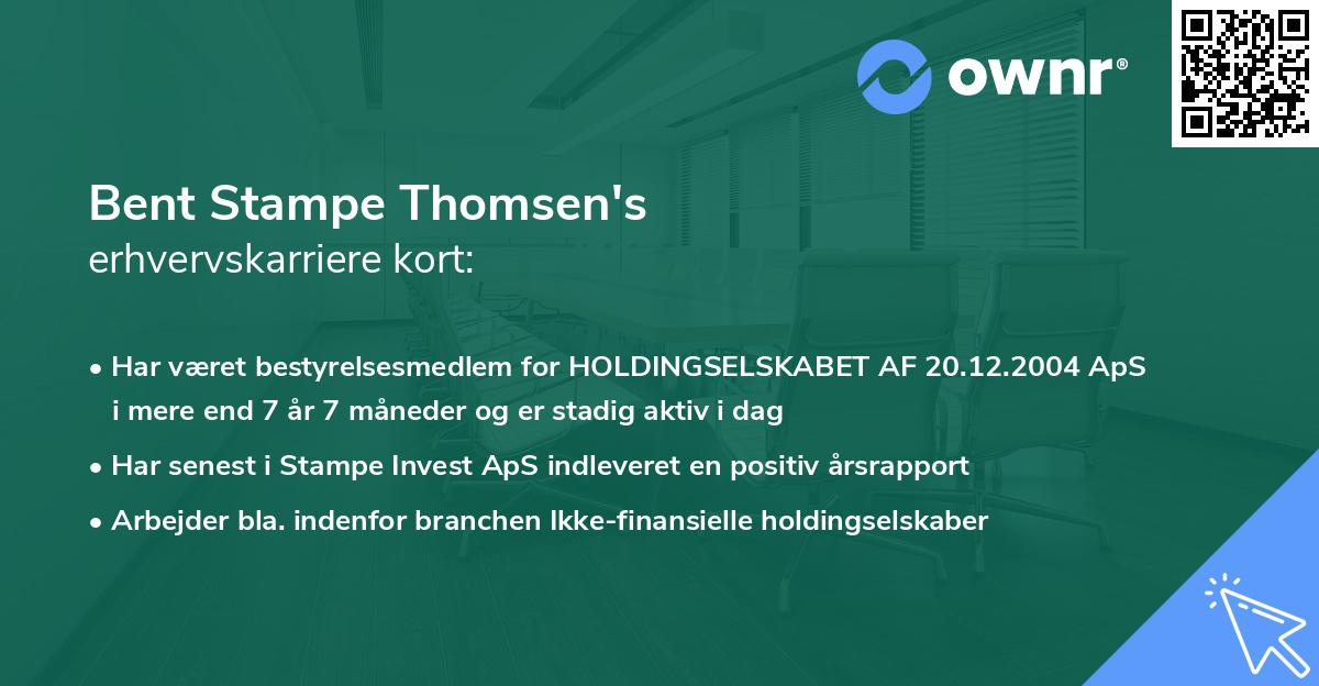 Bent Stampe Thomsen's erhvervskarriere kort