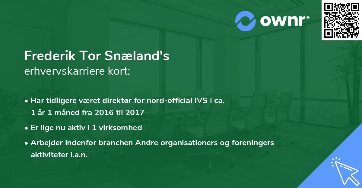 Frederik Tor Snæland's erhvervskarriere kort