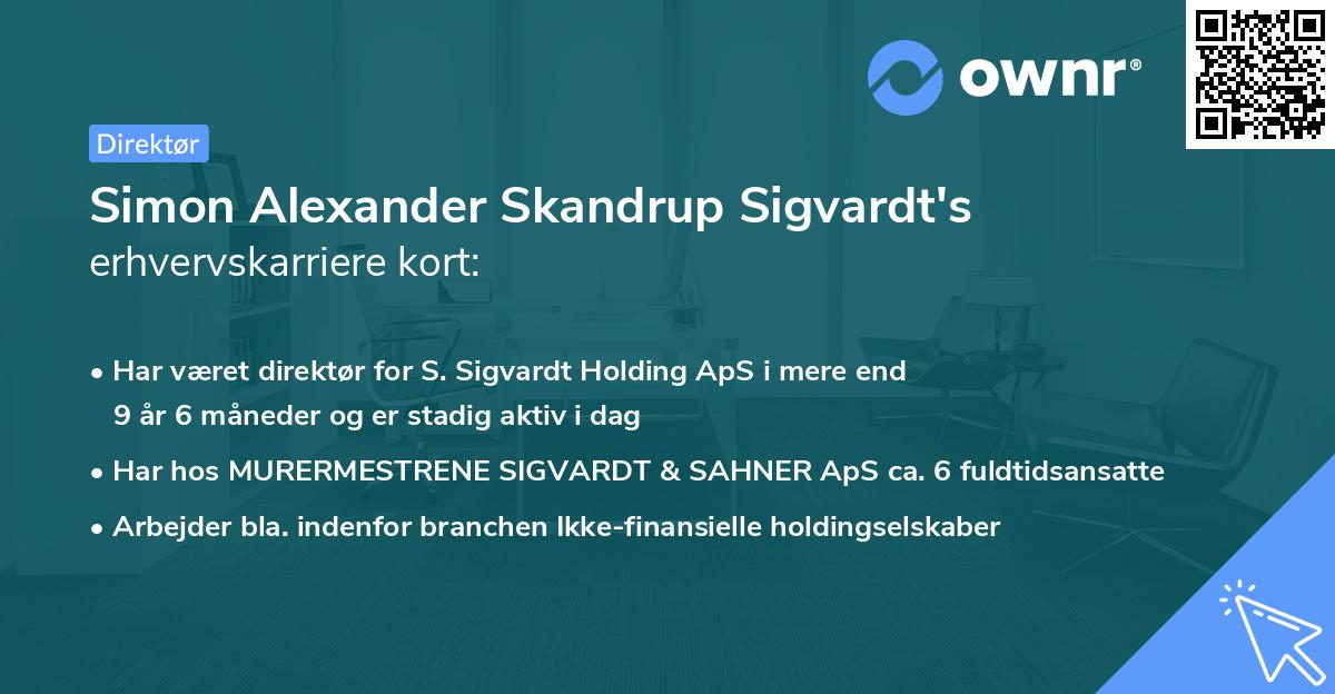 Simon Alexander Skandrup Sigvardt's erhvervskarriere kort