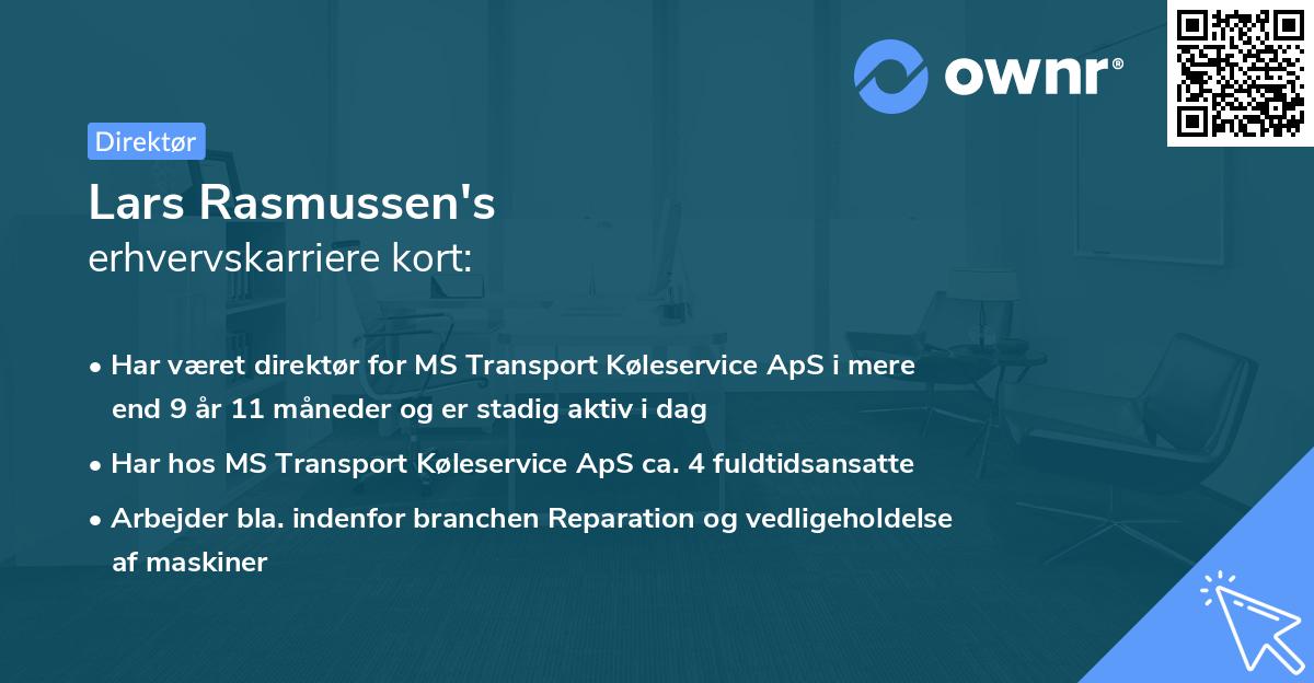 Lars Rasmussen's erhvervskarriere kort
