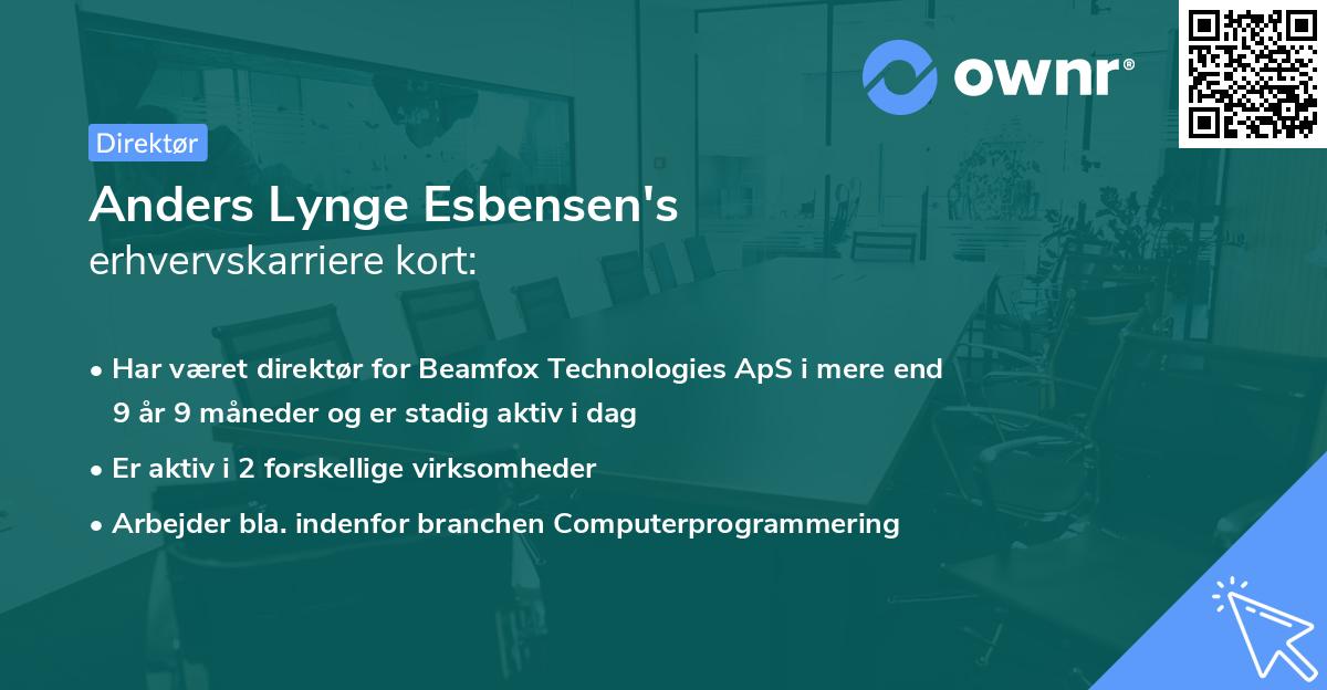 Anders Lynge Esbensen's erhvervskarriere kort
