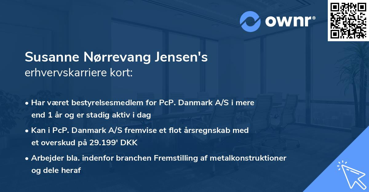 Susanne Nørrevang Jensen's erhvervskarriere kort