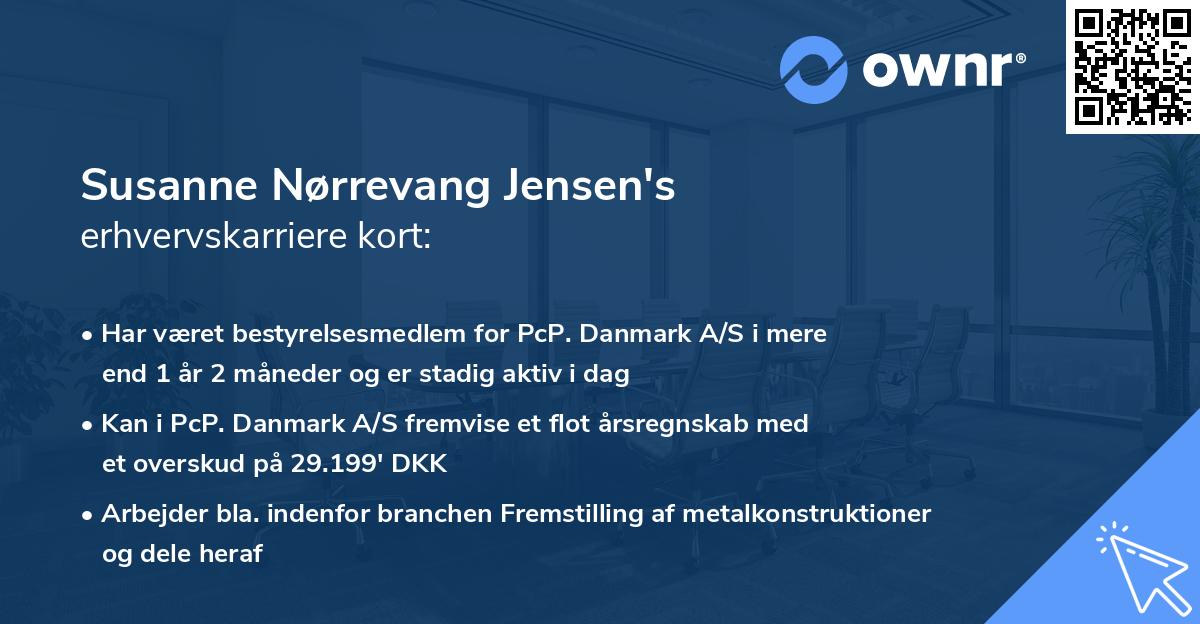 Susanne Nørrevang Jensen's erhvervskarriere kort