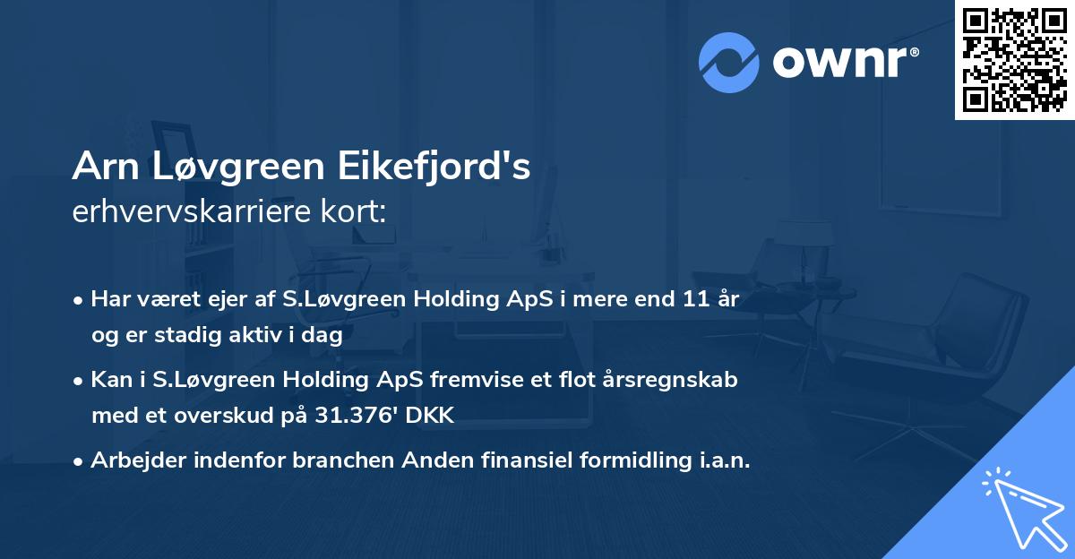 Arn Løvgreen Eikefjord's erhvervskarriere kort