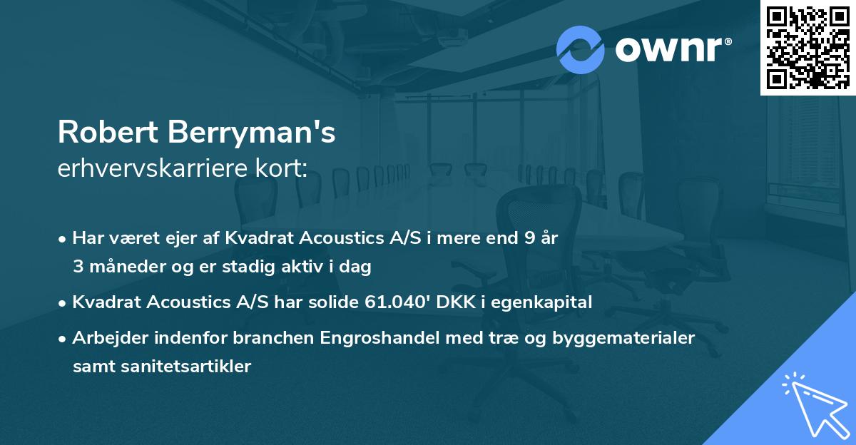 Robert Berryman's erhvervskarriere kort