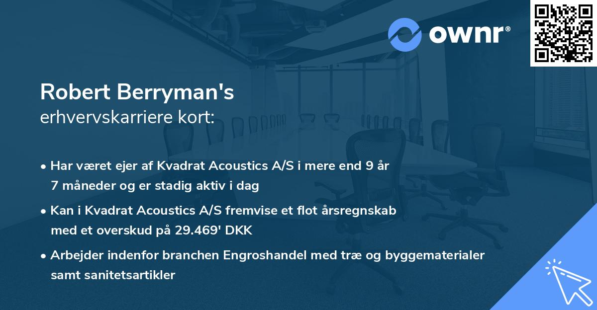 Robert Berryman's erhvervskarriere kort