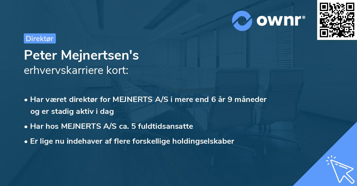 Peter Mejnertsen's erhvervskarriere kort